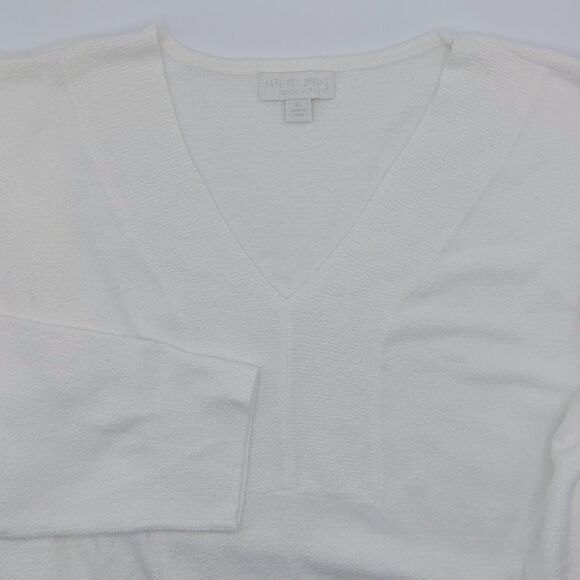 Barefoot Dreams Cozychic Ultra Lite Knit V Neck Sweater Women's XL White Tunic - Picture 2 of 12